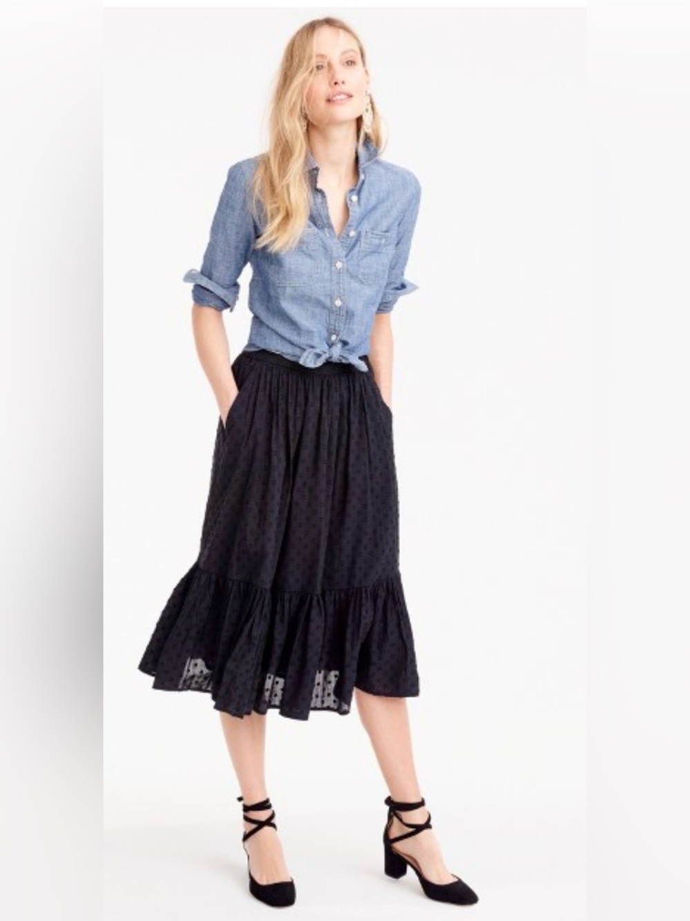 J. Crew Amelia Black Midi/Maxi  Skirt